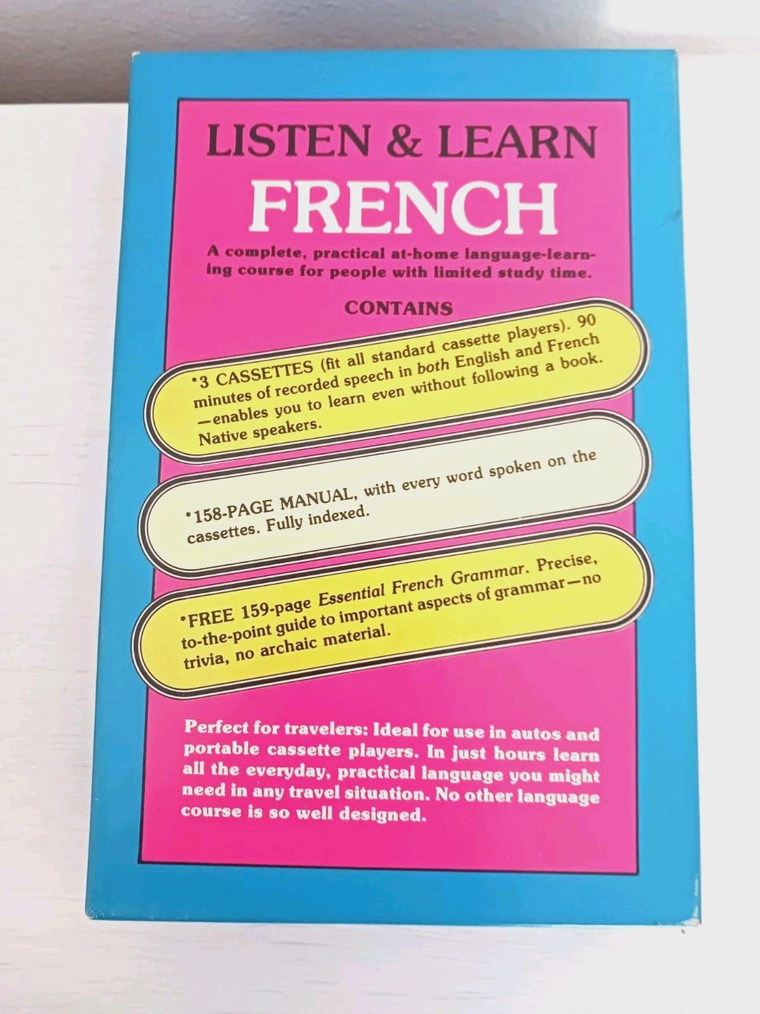 Language Learning Cassette Listen & Learn French +3 Cassettes, Manual at Home Language Learning ...