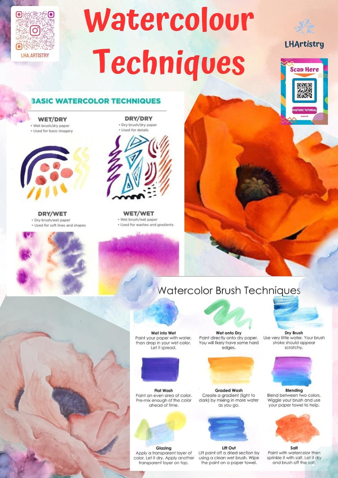 Watercolor Techniques Tutorial | Beginner Guide (video) - Etsy
