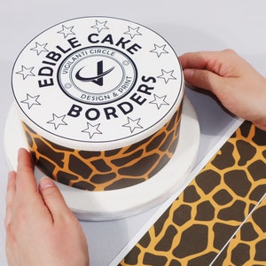 NEW Custom/Personalised  Wildlife Print [Giraffe Skin Pattern] Edible Cake Topper Border/Wrap/Ribbon Icing Sheet Birthday Cake Decor