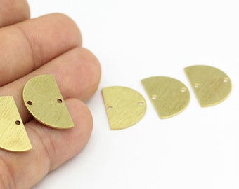6 pcs  (14x22mm) Brass Textured Circle ,  Raw Brass Textured Semi Circle Blanks With 2 Holes,Earring Charms,Geometrıc Jewelry HM-76