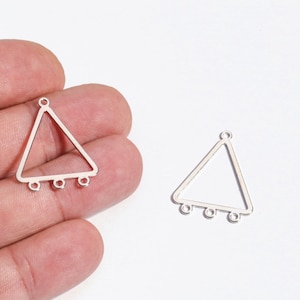 Rhodium Plated Triangle Frame Connector, Geometric Charm, Three Hole Triangle Brass Connector, Triangle Earring, Jewelry Making, LZ-882-1