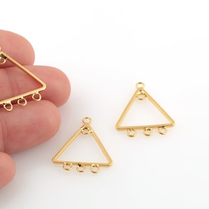 24k Gold Plated Triangle Charms, Triangle Connector, Multi Hole Triangle Pendant, 5 Hole Triangle Earrings, 1 Pcs, 20x24mm, ALT-1061