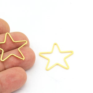 Gold Plated Star Charms , Star Necklace , Brass Star Charms ,Gold Brass Star Findings, 6 pcs,(27mm) ALT-239