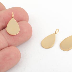 24k Gold Plated Teardrop Pendant, Teardrop Charm for Jewelry Making, Stamping Blank for DIY Necklaces & Earrings, Teardrop Jewelry, ALT-118