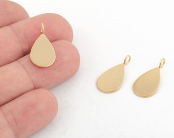 Pendentif en forme de larme plaqué or 24 carats, breloque en forme de larme pour la fabrication de bijoux, estampage en blanc pour colliers et boucles d'oreilles DIY, bijoux en forme de larme, ALT-118