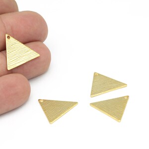 24k Gold Plated Triangle Charms, Textured Triangle Pendant, Textured Triangle Earrings, Geometric Jewelry, 18x21mm, 2 Pcs, ALT-1205