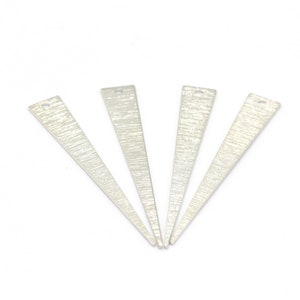 Silver Plated Triangle Charms, Triangle Necklace, Triangle Blanks, Textured Triangle Earrings, Triangle Pendant, 2Pcs,(8x50mm)SLV-326