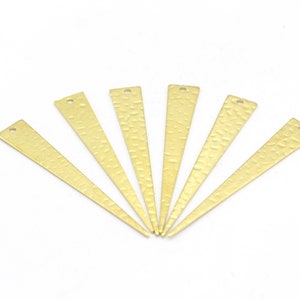 Raw Brass Triangle Charms, Triangle Necklace, Triangle Blanks, Hammered Triangle Earrings, Triangle Pendant, 2Pcs,(8x50mm),HM-387