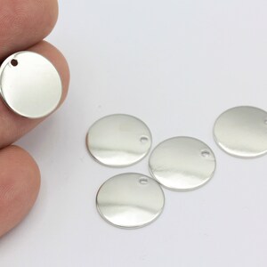16mm Silver Plated Round Charms, Coins Jewelry, Circle Charms, Silver Plated Round Disc , Circle Connector, 5 Pcs, SLV-302