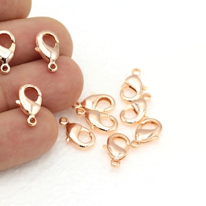 10 pcs,(15mm)Rose Gold Plated Lobster Clasp, Claw Clasps ,Rose Gold Plated Over Brass Lobster Clasp,Necklace End, ROS-537
