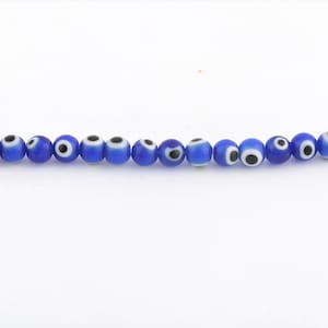 Hand Made Murano Glass Evil Eye Beads, Murano Round Evil Eye Beads, Ball Evil Eye Murano Glass Charms, Lampwork Evil Eye Glass, 6mm, GEM-296