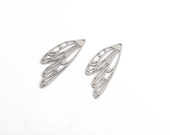 Colgante de ala de hada de acero inoxidable, dije de mariposa cortado con láser para hacer joyas, suministros de joyería para manualidades, suministros de bricolaje, LZ-355-1