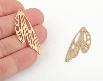 Colgante de ala de hada de latón crudo, dije de mariposa cortado con láser para hacer joyas, delicada ala de mariposa, suministro de joyería para manualidades, LZ-201-1