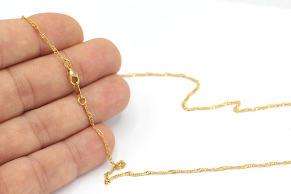 上品なネックレスチェーン、24k ゴールドメッキカーブチェーン、はんだ