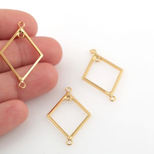 24k Gold Plated Triangle Charms, Triangle Connector, Multi Hole Triangle Pendant, 3 Hole Triangle Earrings, 1 Pcs, 20x33mm, ALT-1063