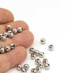 6 mm verzilverde kralen, afstandkralen, holle kralen, kleine afstandkralen, armbandkralen, ronde kralen, verzilverde bevindingen SLV-73