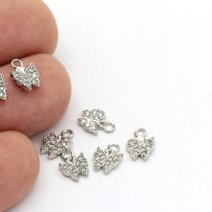 Silver Plated Micro Pave Butterfly ,Cubic Zirconia Butterfly,Gold Plated Butterfly,Bracelet Connector, 1pcs(7x9mm) ZRC-247