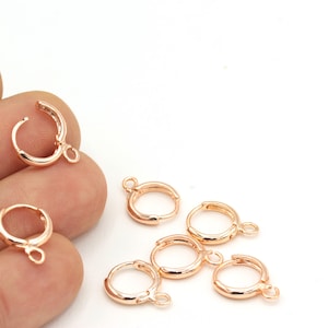 2pcs(12x15mm)Rose Gold Plated Earring Findings, Plain Leverback Finding, Dainty Hoops , Earring Earlier  KP-23