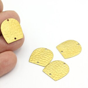 Raw Brass Hammered Half Moon Charms, Raw Brass Geometric Pendant, Raw Brass D Shaped Pendants With 2 Holes, (19x20mm) 4Pcs, HM-506