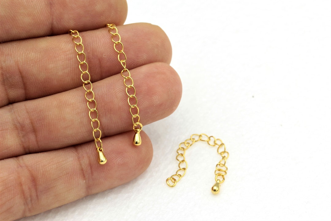 24k Gold Plated Extender Chain, Necklace Extander Chain, Finished ...