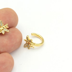 24k Shiny Gold Butterfly Ear Cuff, Butterfly Ear Cuff, Zircon Ear Cuff, Thick Ear Cuff,Cartilage Earrings,Gold Ear Cuff,1Pcs(17mm), KP-227