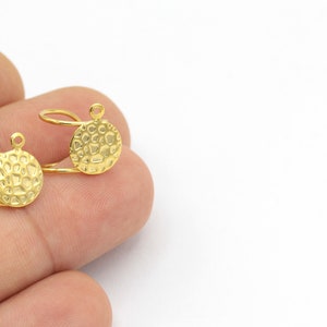 24k Gold Plated Hammered Round Ear Cuff, Round Ear Cuff, Tightening Ear Cuff, Coins Ear Cuff, Cartilage Earrings,1Pcs(15mm), KP-235