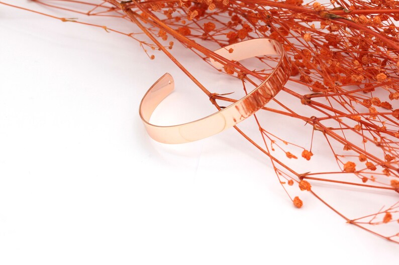 BLZ-9 Rose Gold Plated Bangle Adjustable Bracelet 8x155mm Rose Gold Plated Cuff Bangle 1 Pcs, Polished Bracelet Hand Made Bracelet