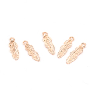 Rose Gold Plated Leaf Pendant, Leaf Charm, Leaf Earring, Leaf Necklace Pendant, Rose Gold Plated Leaf Charms, Leaf Jewelry, 2Pcs, ROS-430