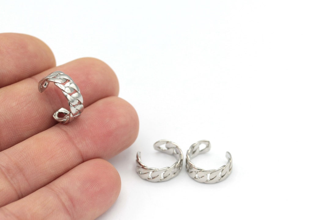 Silver Plated Ear Cuff, Chain Hoop Earrings, Ear Cuff, Minimalist Ear