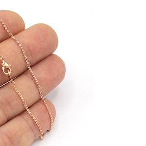 Rose Gold Plated Dainty Necklace Chains, Soldered Chains, Finished Chains, Brass Chains, Necklace Chain, 15&#39;&#39;inç, 1.3mm ZNC-243