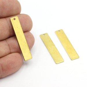 8x40mm Raw Brass Bar Pendant, NamePlate Charms, Personalized Charms, Nameplate Bar, Stamped Necklace, Bar Jewelry Charms, 2 pcs, HM-486