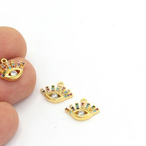 24k Gold Plated CZ Micro Pave Evil Eye Oval Pendant , CZ Pave Evil Eye Charms ,Cubic Zirconia Evil Eye Necklace Charms,1pcs(15x12mm) ZRC-272