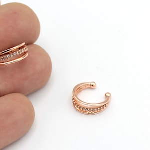 Puño de oreja pedregosa chapado en oro rosa, manguito de oído, manguito minimalista de la oreja, puño de oreja delicada, puño de oreja de aro, pendientes de cartílago, 1pcs (15 mm), KP-294