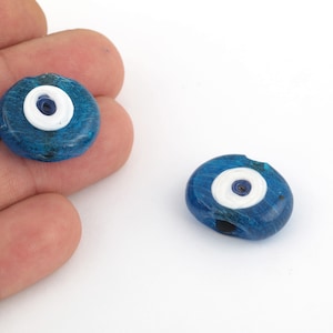 Hand Made Murano Glass Evil Eye Charms, Murano Evil Eye Beads, Big Evil Eye Murano Glass Charms, Glass Findings, 19x23mm, 1 Pcs, GEM-253