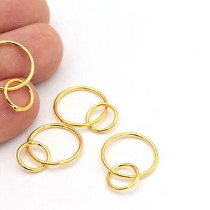 1 pcs,(10x17mm)24k Shiny Gold Plated Closed Ring, Circle Connector, Round Charms, Gold Plated Hoop,ring necklace , Gold Closed Ring  ALT-272