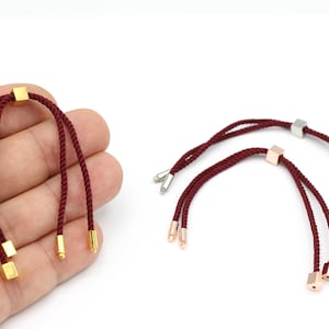 Half Finished Cord Bracelet,Adjustable Slider Stopper Bead Connector Charms for Original Personality Jewelry Making Supplies, 24cm, BLZ-56