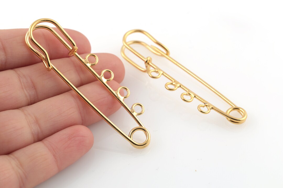 24k Gold Plated Safety Pin Charms, Safety Pin Pendat, Safety Pin