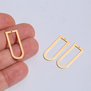 Charm en forme de D plaqué or 24 carats, Breloque en forme de D arche, Connecteur en forme de D, Boucle d&#39;oreille en forme de larme ouverte, Breloque en forme de U ouvert, Fabrication DIY, LZ-898-6