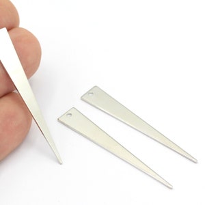 Silver Plated Triangle Charms, Triangle Necklace, Triangle Blanks, Silver Plated Triangle Earrings, Triangle Pendant, 2Pcs,(8x50mm)SLV-324