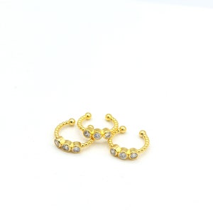 1pcs (16mm) 24k glänzend gold vergoldet Ball Ohr Manschette, Knorpel Ohr Manschette, Zirkon Ohr Manschette, dicke Ohr Manschette, Knorpel Ohrringe, Gold Ohr Manschette KP-109