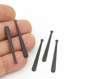 6 pcs,(4x37mm)Black Plated Brass Charm, Brass Geometric Blanks With 1 Loop  ,Black Pendant Bar  SYH-9