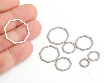 Lien de cadre octogonal en acier inoxydable, composants de bijoux en métal découpés au laser, connecteur octogonal géométrique, cerceau octogonal, fournitures de bricolage, LZ-486-1
