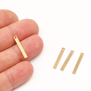 3x23mm Raw Brass Bar Pendant, Rectangle Stick Bar Charm, Flat Stick Bar, Earring Connector, Earring Pendant, DIY Jewelry Making, HM-674