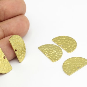 6 pcs (14x22mm) Brass Semi Circle Charms, Hammared Semi Circle, Raw Brass Semi Circle Blanks With 1 Holes,Earring Charms, HM-77