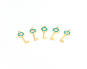 1 Pcs 24k Shiny Gold Plated Key Charms,key Pendant, Gold Key Charm ...