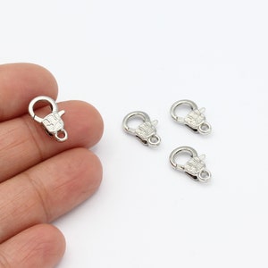 Rhodium Plated Claw Clasp, Lobster Clasp, Round Spring Clasps, Caw Clasp, Spring Clasp, Necklace End, 14x22mm, 1Pcs, SLV-486
