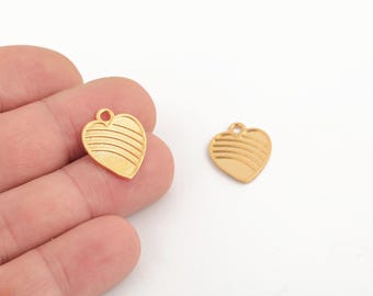 24k vergoldet Herz Charm, Herz Anhänger, Liebe Charme für die Schmuckherstellung, Vintage-Stil Gold Schmuck Komponente, Liebe Medaillon, ALT-595