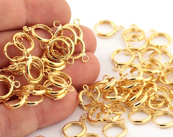 24k Gold Plated Earring, Leverback Earrings, Dainty Hoop Earrings, Earring Clasp, Earring Earlier, Earring Findings, 2pcs(13x16mm)KP-4