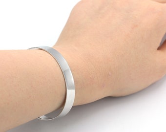 Silver Plated Bangle, Hand Made Bracelet, Adjustable Bracelet, Silver Plated Cuff Bangle, Polished Bracelet, 1 Pcs, (8x155mm), BLZ-15