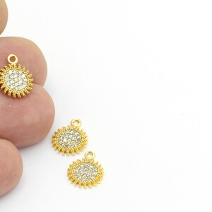 1pcs,(11x14mm)24k Gold Plated Cz Pave Sun Charms ,Micro Pave Sun Pendant, Pave Charms, Connector, Cubic Zirconia Charms  ZRC-160